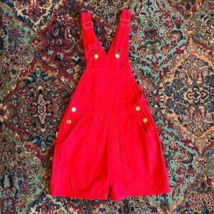 Red Big Bud Press Short Denim Overalls Workwear